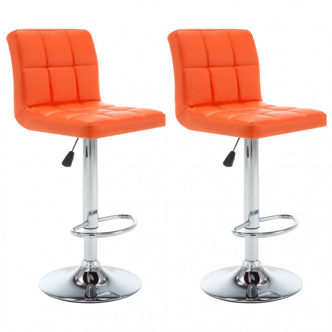Icaverne - Chic Fauteuils et chaises ligne Djibouti Tabourets de bar 2 pcs Orange Similicuir - Tabourets