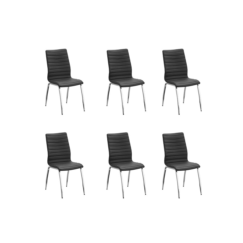 Designetsamaison - Lot de 6 chaises salle à manger noires - Londres - Chaises