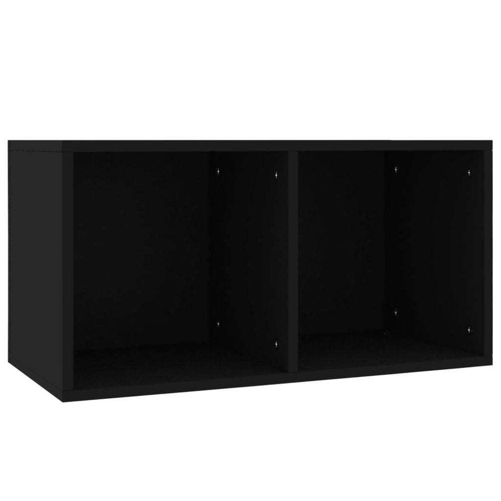 Icaverne - Icaverne - Fixations et meubles de rangement multimédia ensemble Boîte de rangement de vinyles Noir 71x34x36 cm Aggloméré - Meubles TV, Hi-Fi