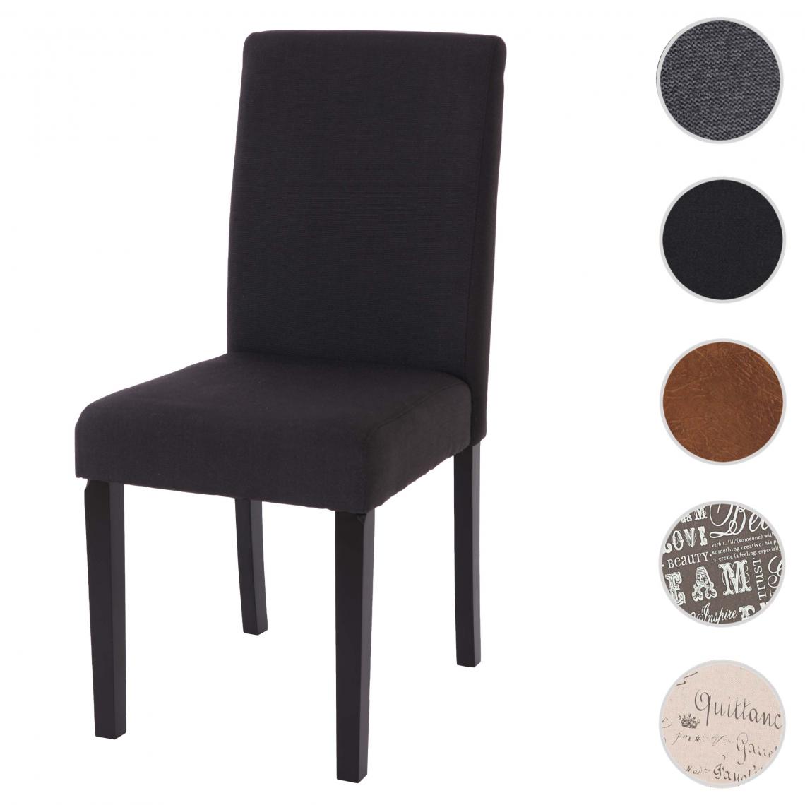 Mendler - Chaise de salle à manger Littau, chaise de cuisine, tissu/textile ~ noir, pieds foncés - Chaises