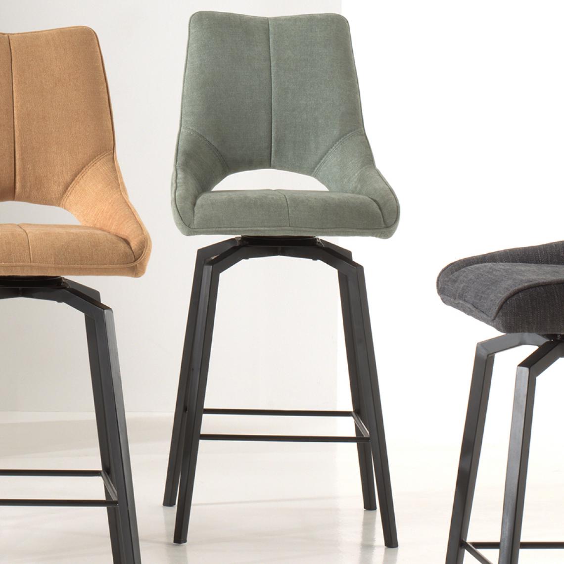 Nouvomeuble - Chaise haute en tissu vert moderne GABY - Chaises