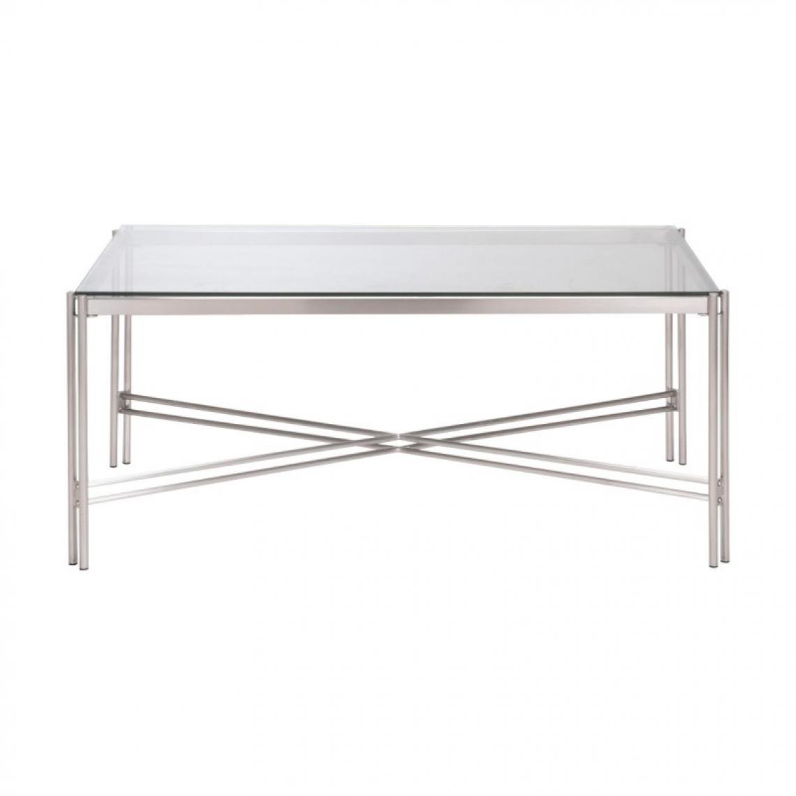 Meubletmoi - Grande table basse et métal gris et plateau verre - LOW 1686 - Tables basses