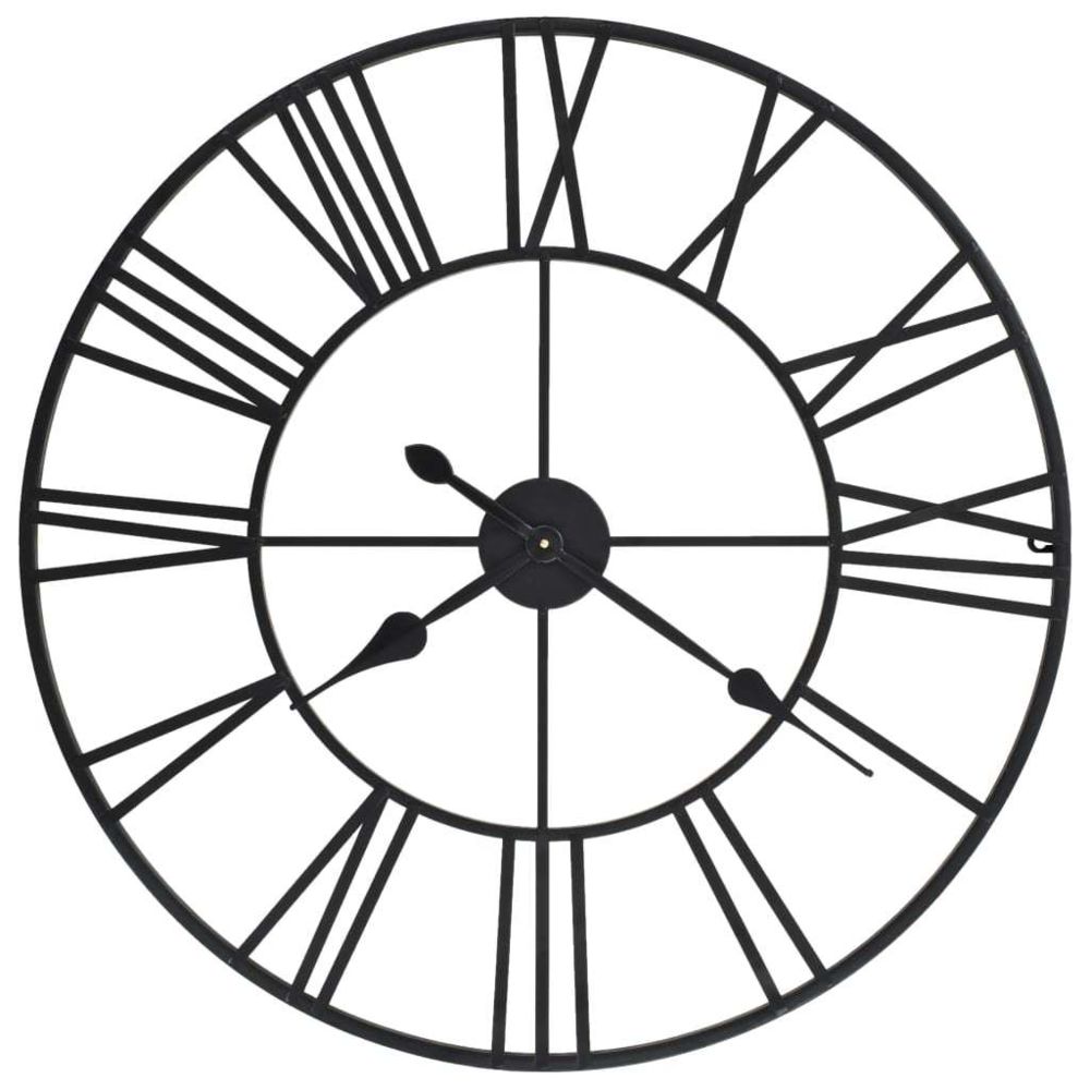 Vidaxl - Horloge murale vintage avec mouvement à quartz Métal 80 cm XXL - Décorations - Horloges - Horloges murales | Noir | Noir - Horloges, pendules