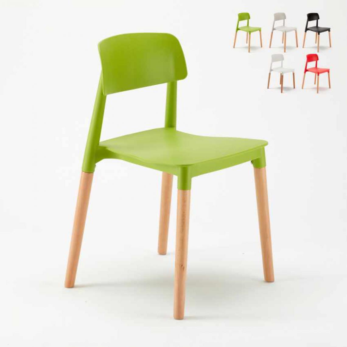 Ahd Amazing Home Design - Lot 20 Chaises Bar Polypropylène et Bois Design Moderne Barcellona, Couleur: Vert - Chaises