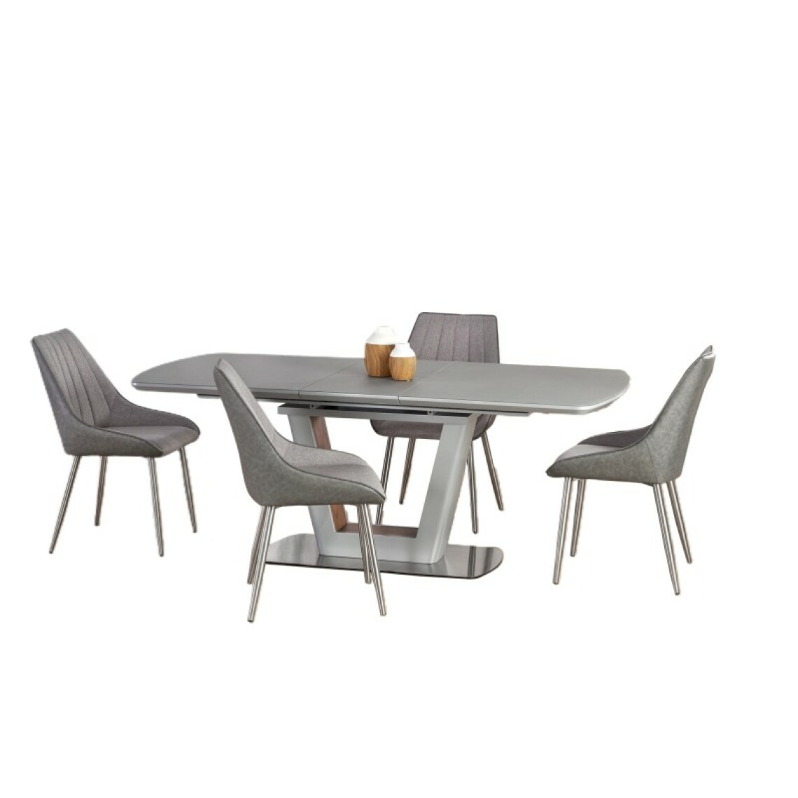 Carellia - Table à manger design extensible BILOTTI 160-200 cm x 90 cm x 76 cm - Gris clair - Tables à manger