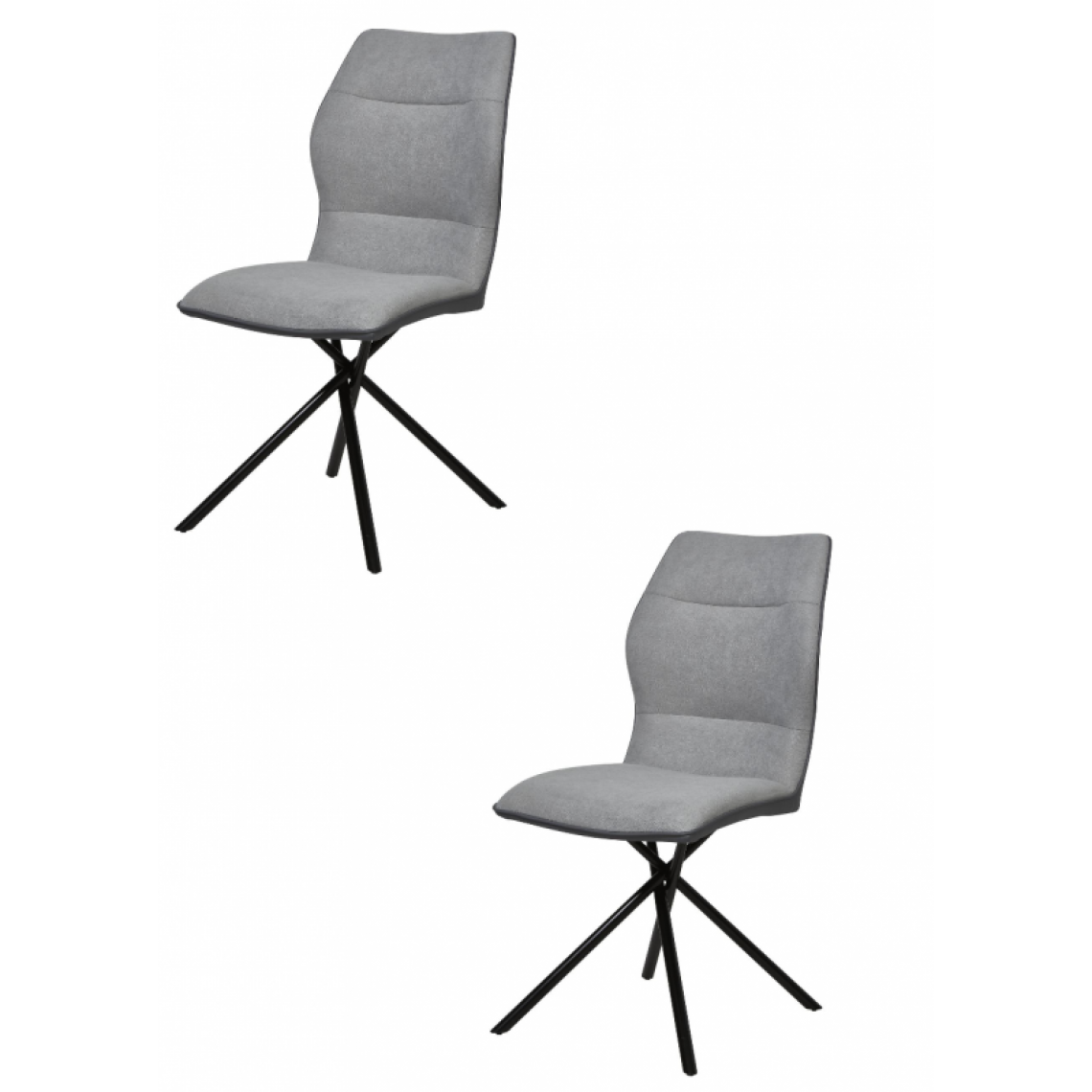 Ac-Deco - Lot de 2 chaises en tissu - Mikado - L 48 x l 66 x H 92 cm- Gris - Chaises