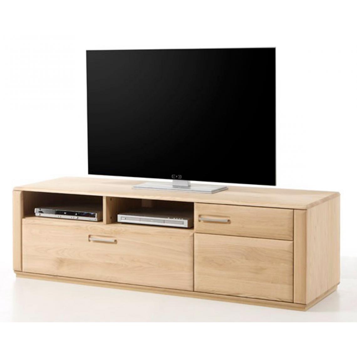 Pegane - Meuble TV coloris chêne blanchi huilé - Longueur 179 x Hauteur 50 x Profondeur 51 cm - Meubles TV, Hi-Fi