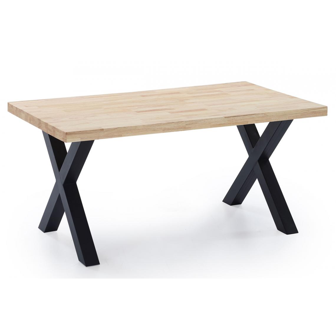 Pegane - Table à manger en bois coloris chêne / pieds noir - Longueur 160 x profondeur 90 x hauteur 76 cm - Tables à manger