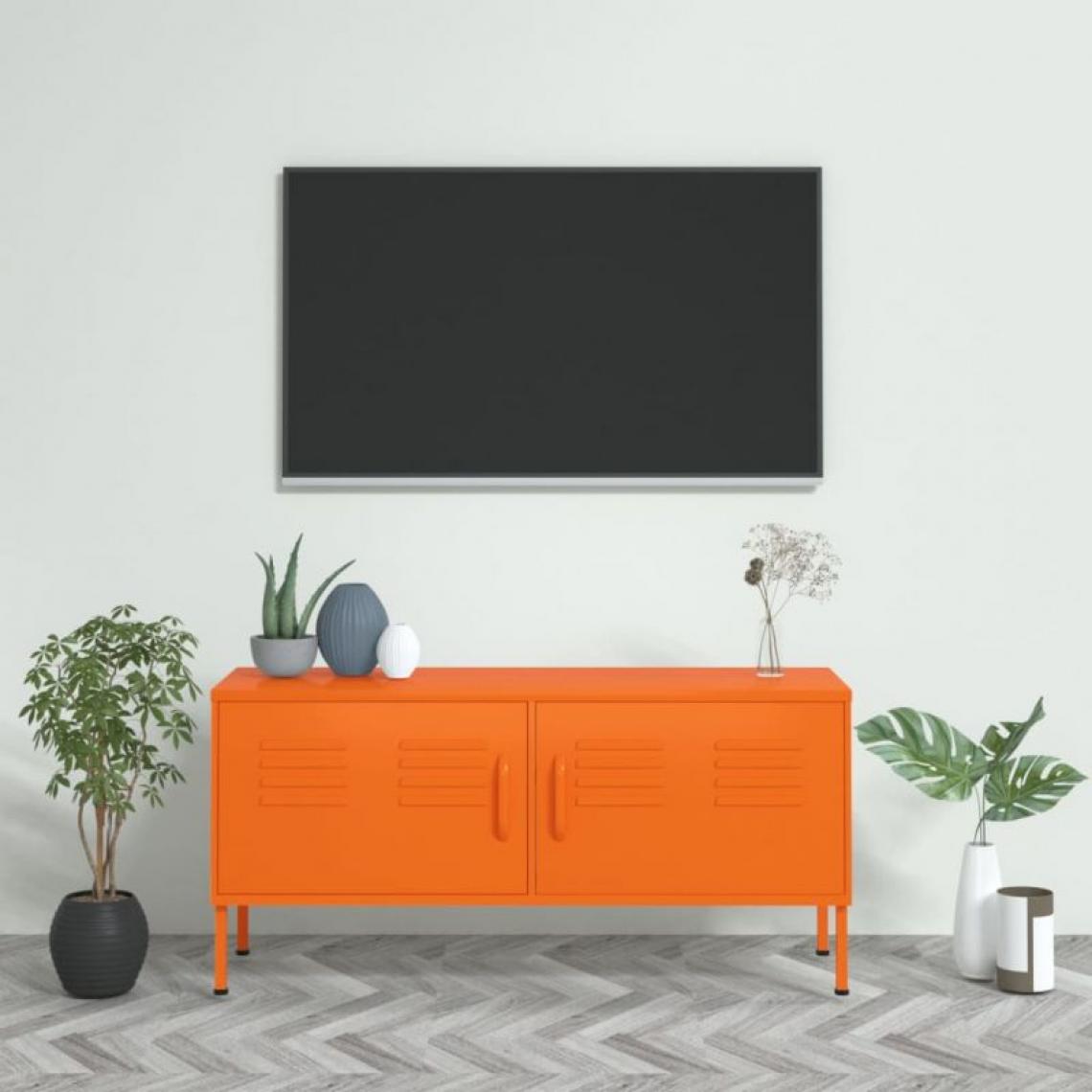 Vidaxl - vidaXL Meuble TV Orange 105x35x50 cm Acier - Meubles TV, Hi-Fi