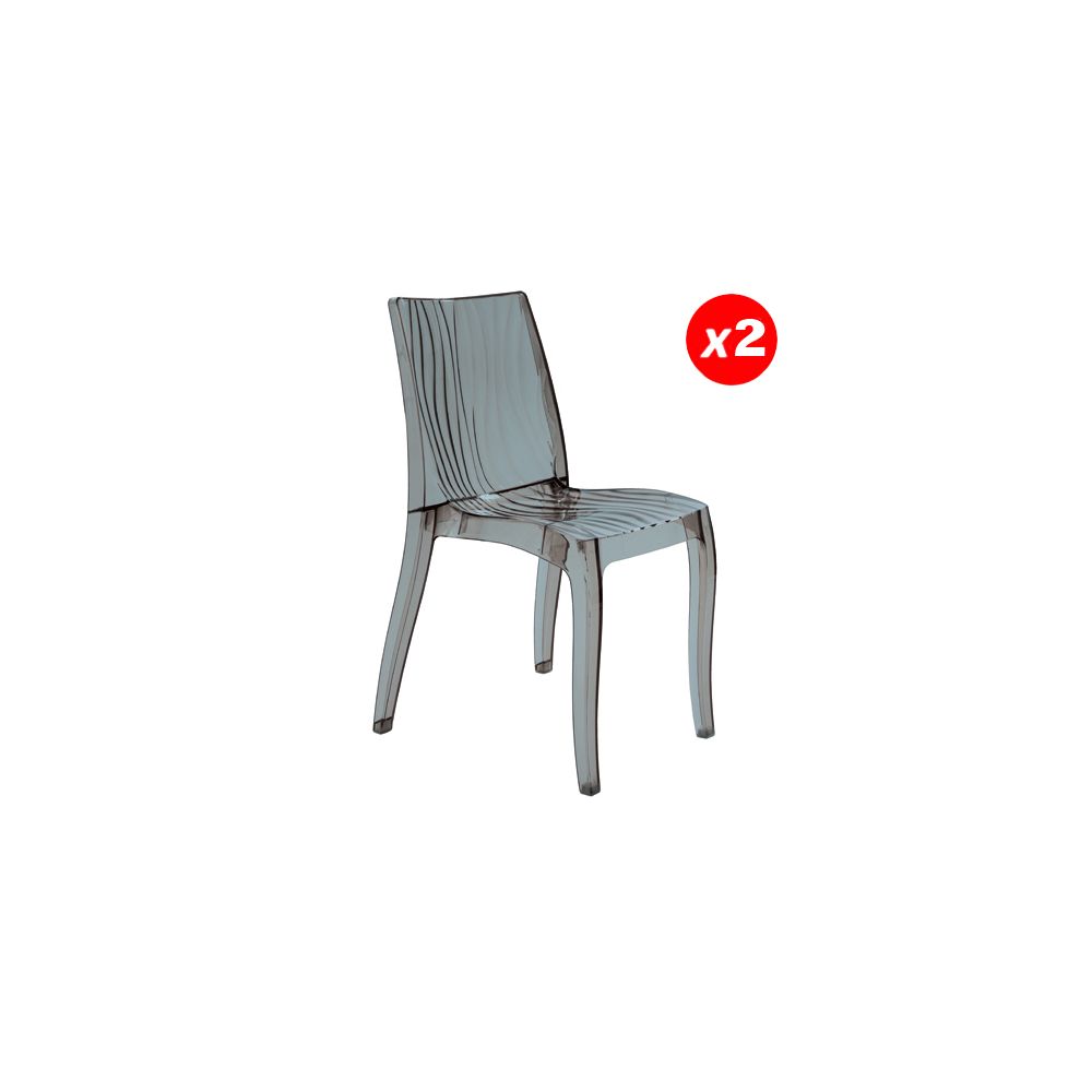 marque generique - Lot de 2 chaises DUNE empilables / Gris Transparent - Chaises