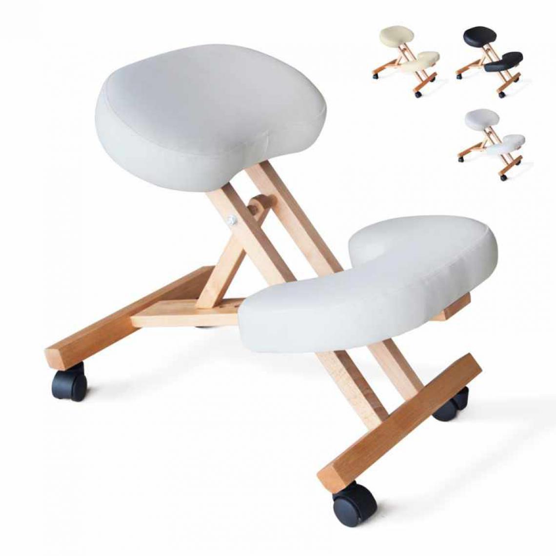 Bodyline - Healt And Massage - Chaise orthopédique de bureau en bois confortable siège ergonomique BALANCEWOOD, Couleur: Blanc - Chaises