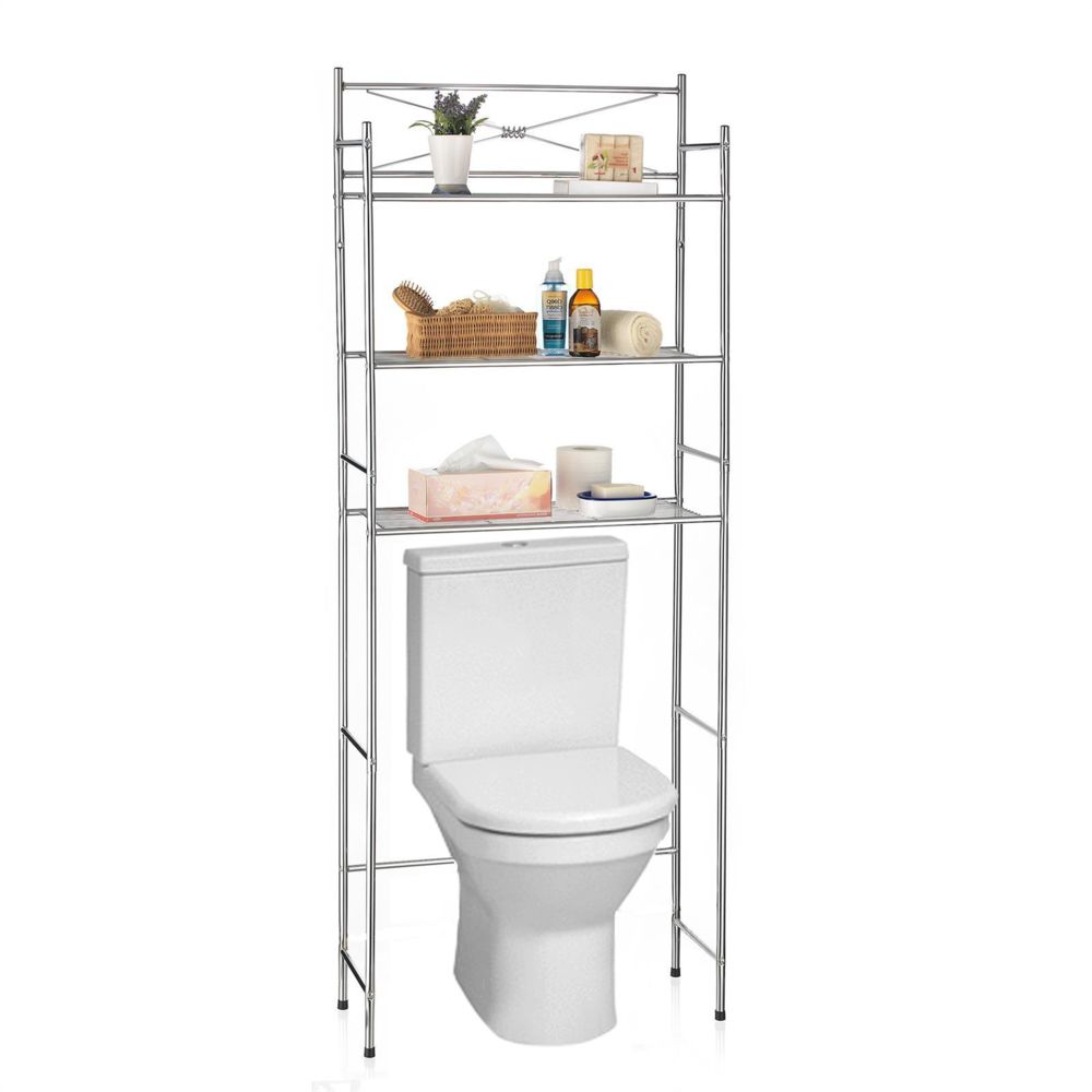 Idimex - Etagère de salle de bain MARSA, rangement pour WC/lave-linge, en métal chromé - Etagères