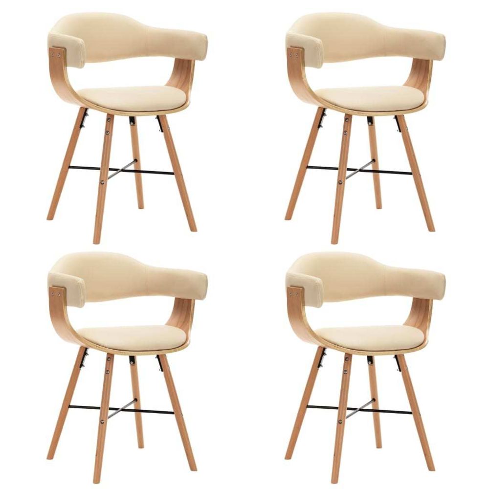 marque generique - Moderne Fauteuils et chaises famille Tbilissi Chaises de salle à manger 4 pcs Crème Similicuir et bois courbé - Chaises