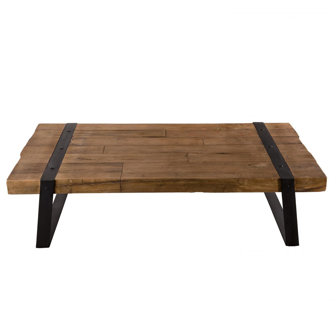 MACABANE - Table basse rectangulaire bois de Teck recyclé et métal - SIANA - Tables basses