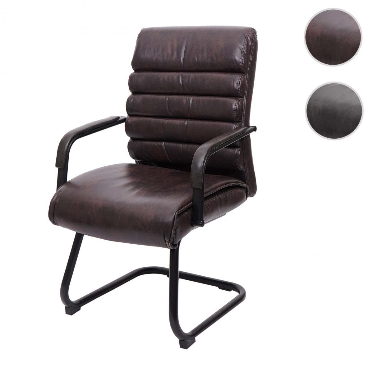Mendler - Chaise de conférence HWC-H31, chaise de salle à manger, aspect daim, métal,vintage ~ cuir synthétique marron - Chaises