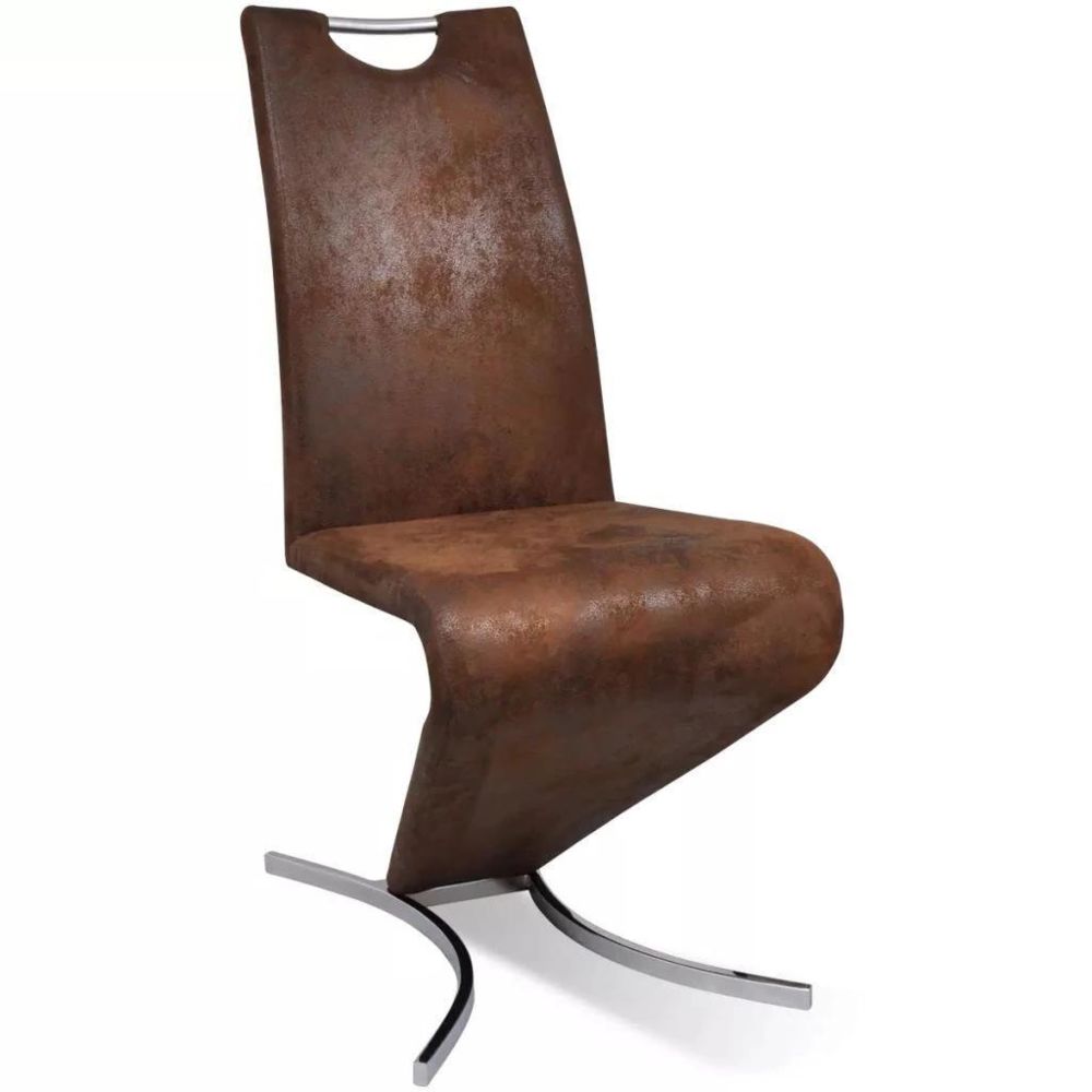 Helloshop26 - Lot de deux chaises de salle à manger forme d'h cuir synthétique marron 1902198 - Chaises
