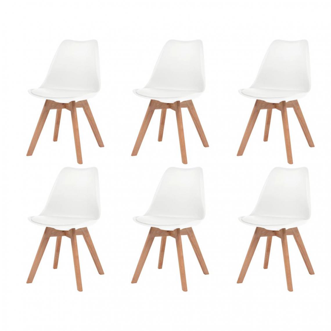 Chunhelife - Chaises de salle à manger 6 pcs Blanc Similicuir - Chaises