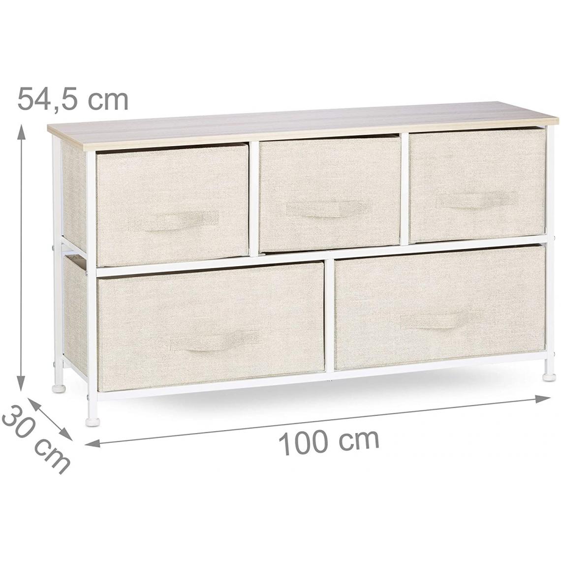 Helloshop26 - Commode meuble de rangement étagère avec tiroirs tissu beige 13_0002582_6 - Etagères