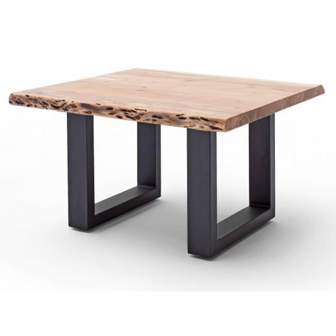 Pegane - Table basse en bois d'acacia massif naturel et acier anthracite - L.75 x H.45 x P.75 cm - Tables basses
