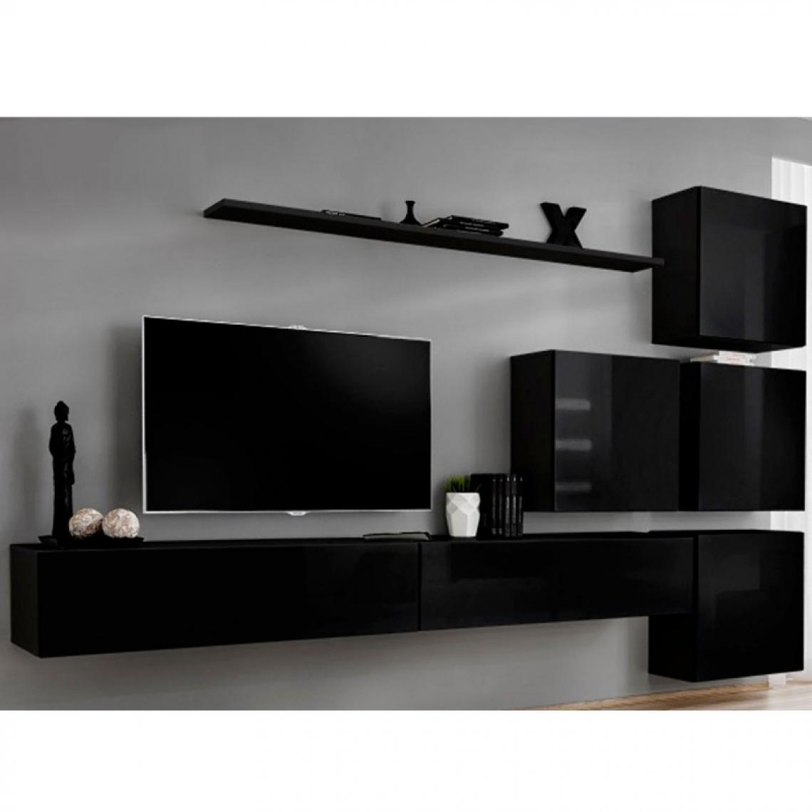 Ac-Deco - Meuble TV Mural Design Switch IX 310cm Noir - Meubles TV, Hi-Fi