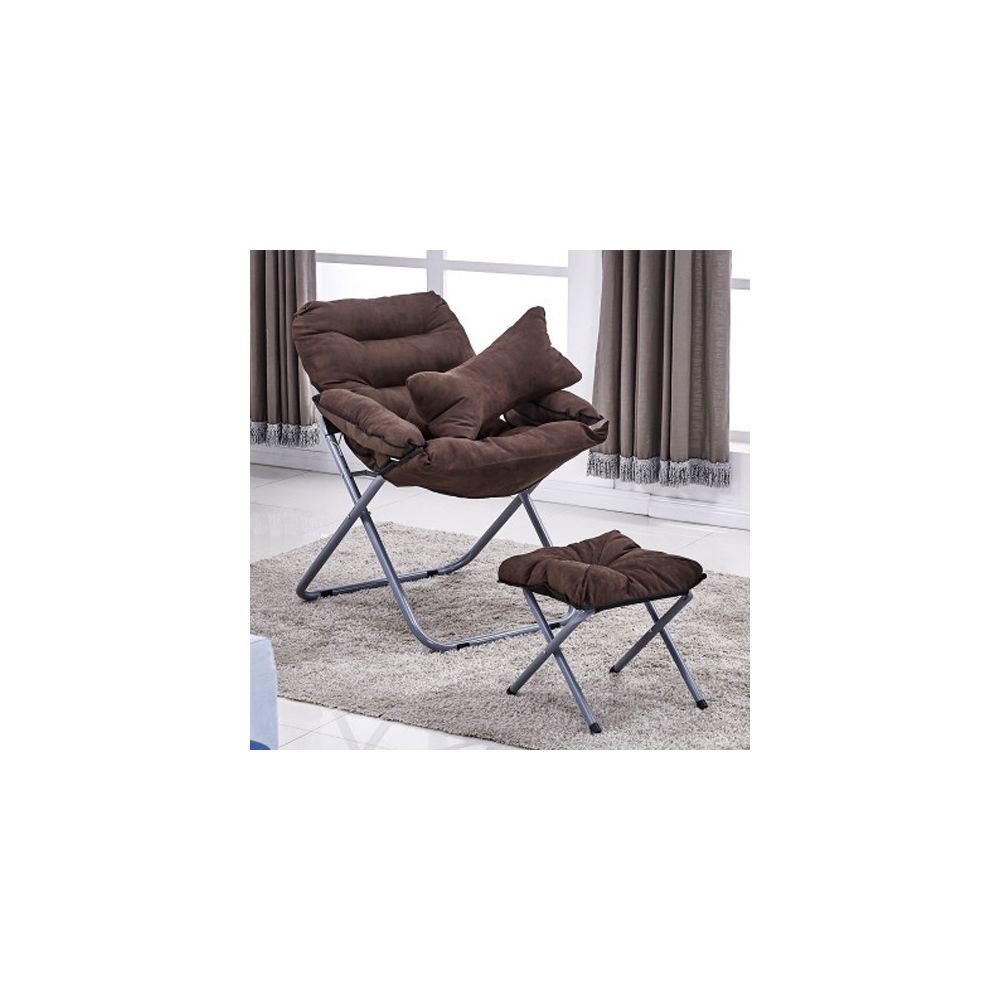 Wewoo - Salon créatif pliant paresseux canapé chaise simple longue tatami avec repose-pieds / oreiller café - Chaises