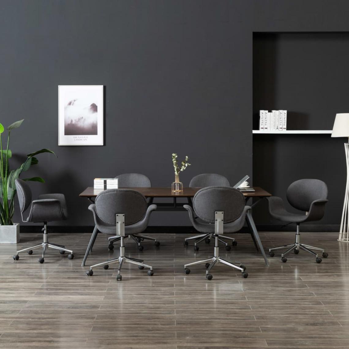 Icaverne - Esthetique Fauteuils et chaises gamme Canberra Chaises pivotantes de salle à manger 6 pcs Gris Tissu - Chaises