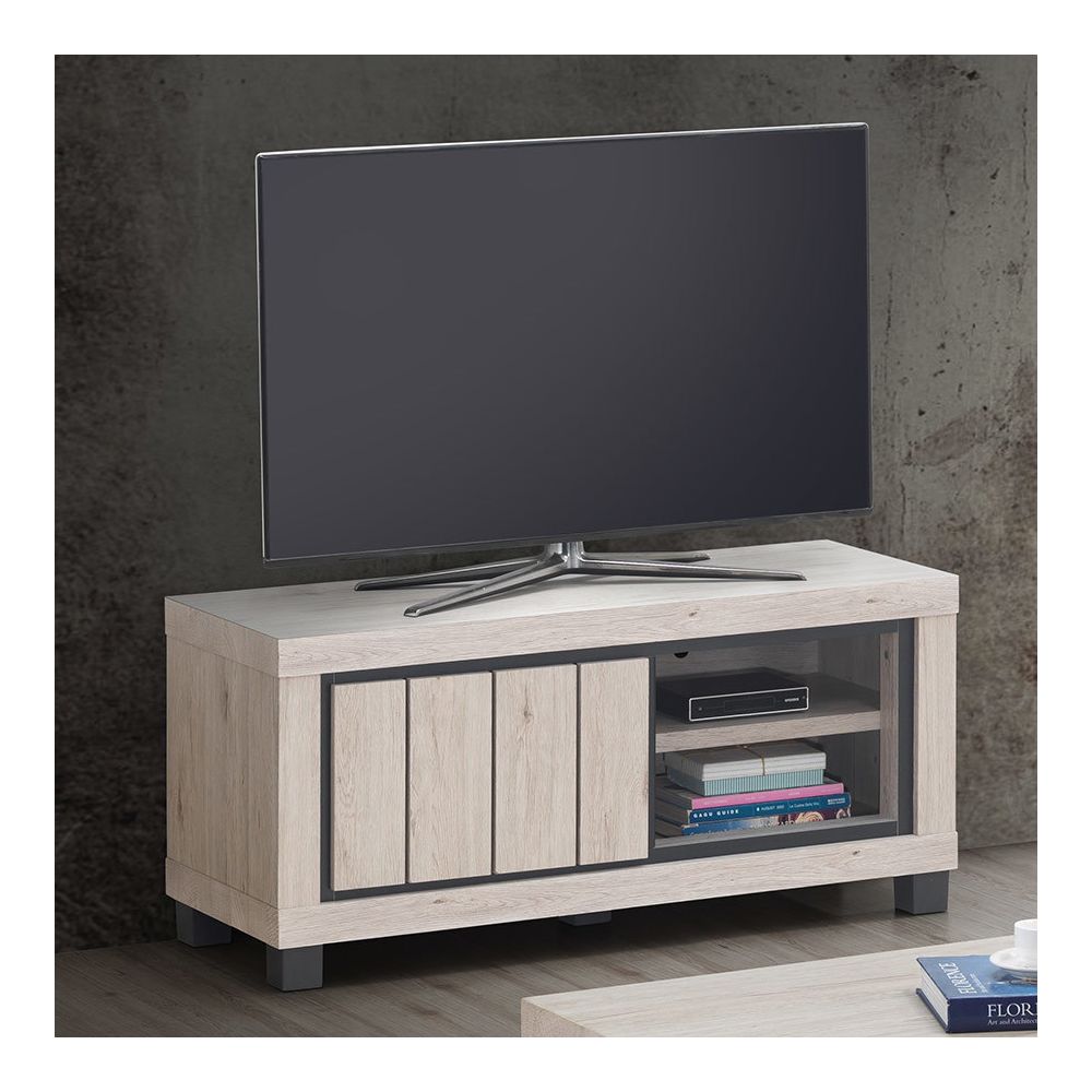 Kasalinea - Meuble TV 120 cm couleur bois naturel EUPHORIA - Meubles TV, Hi-Fi