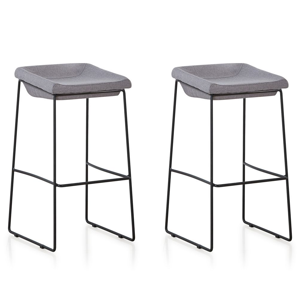 Designetsamaison - Lot de 2 chaises hautes grises - Udinese - Tabourets