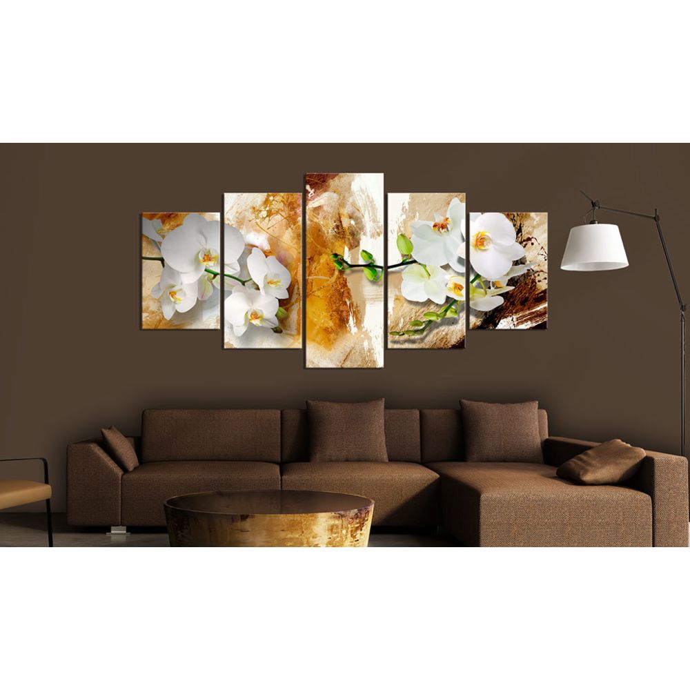 marque generique - 200x100 Tableau Abstraction Splendide Brown Paint and Orchid - Tableaux, peintures