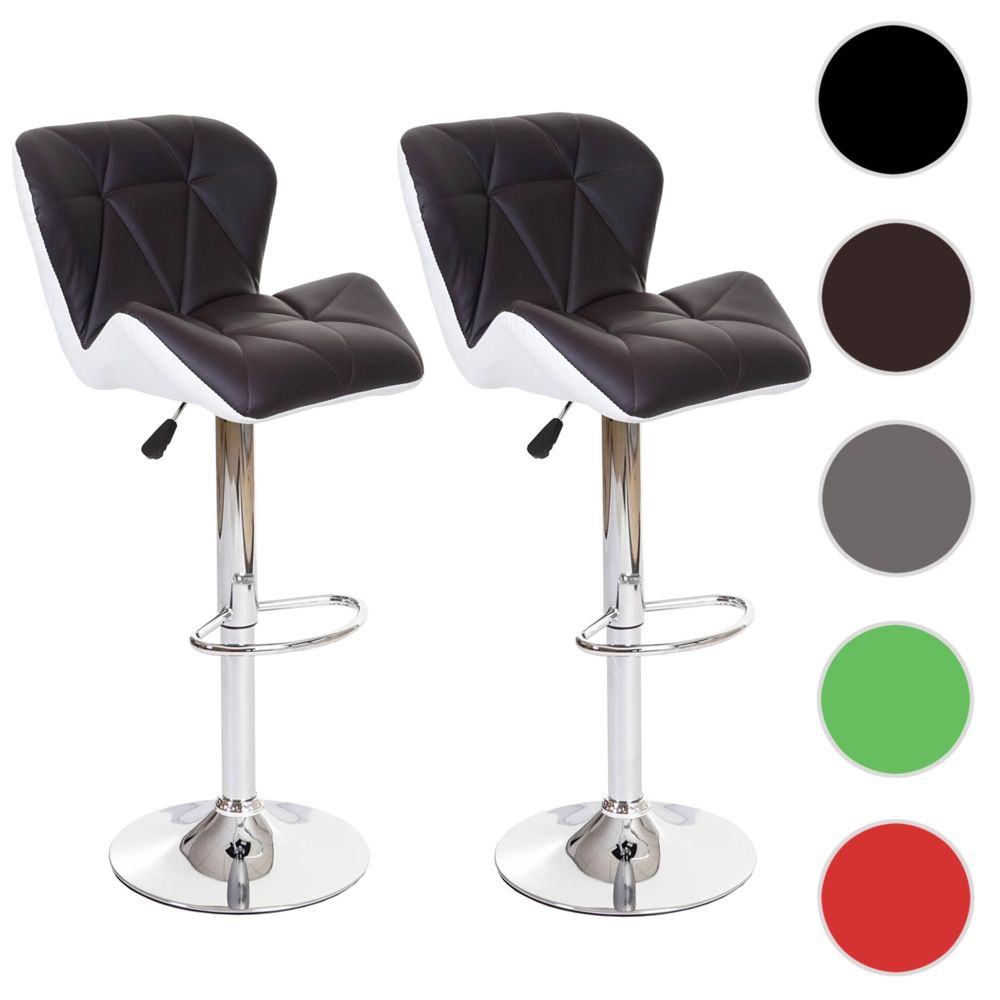 Mendler - 2x tabouret de bar HWC-A92, chaise de comptoir, similicuir, rotatif ~ marron - Tabourets