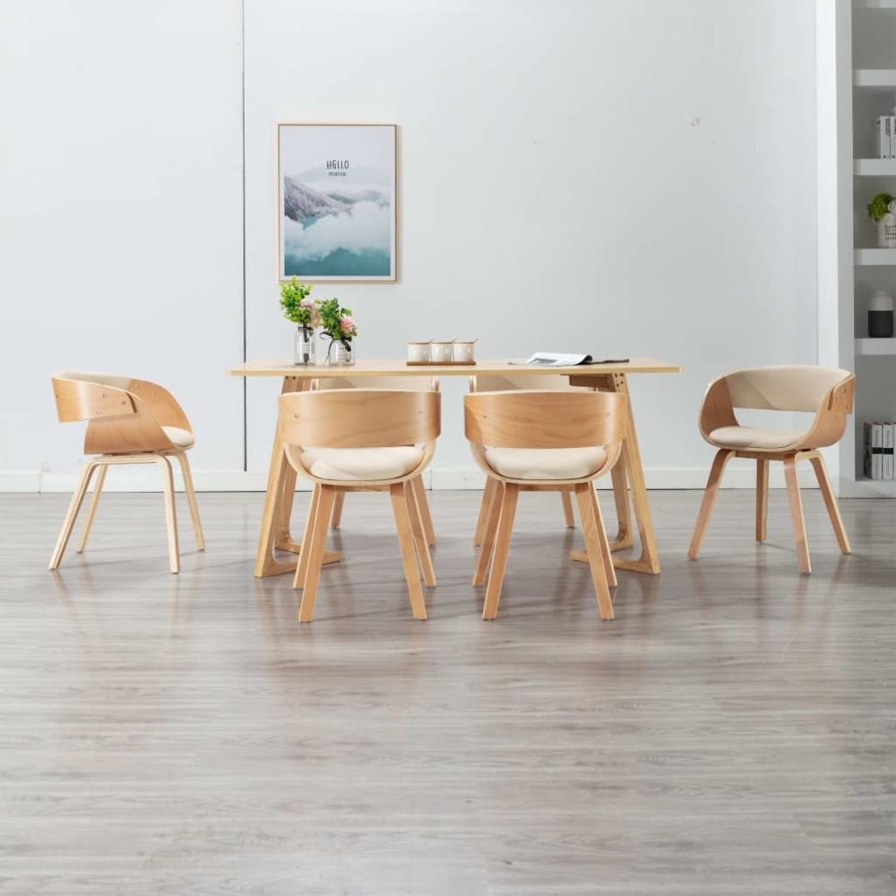 marque generique - Inedit Fauteuils et chaises famille Bridgetown Chaises de salle à manger 6 pcs Crème Bois courbé et similicuir - Chaises