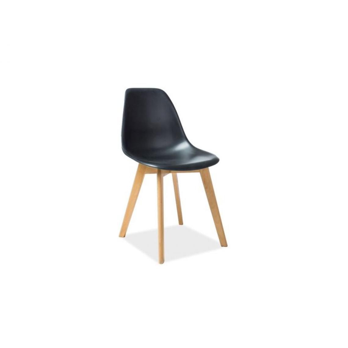 Hucoco - MORIT | Chaise en plastique style scandinave salle à manger | 85x46x38cm | Dossier et assise en polypropylène | Base en bois - Noir - Chaises