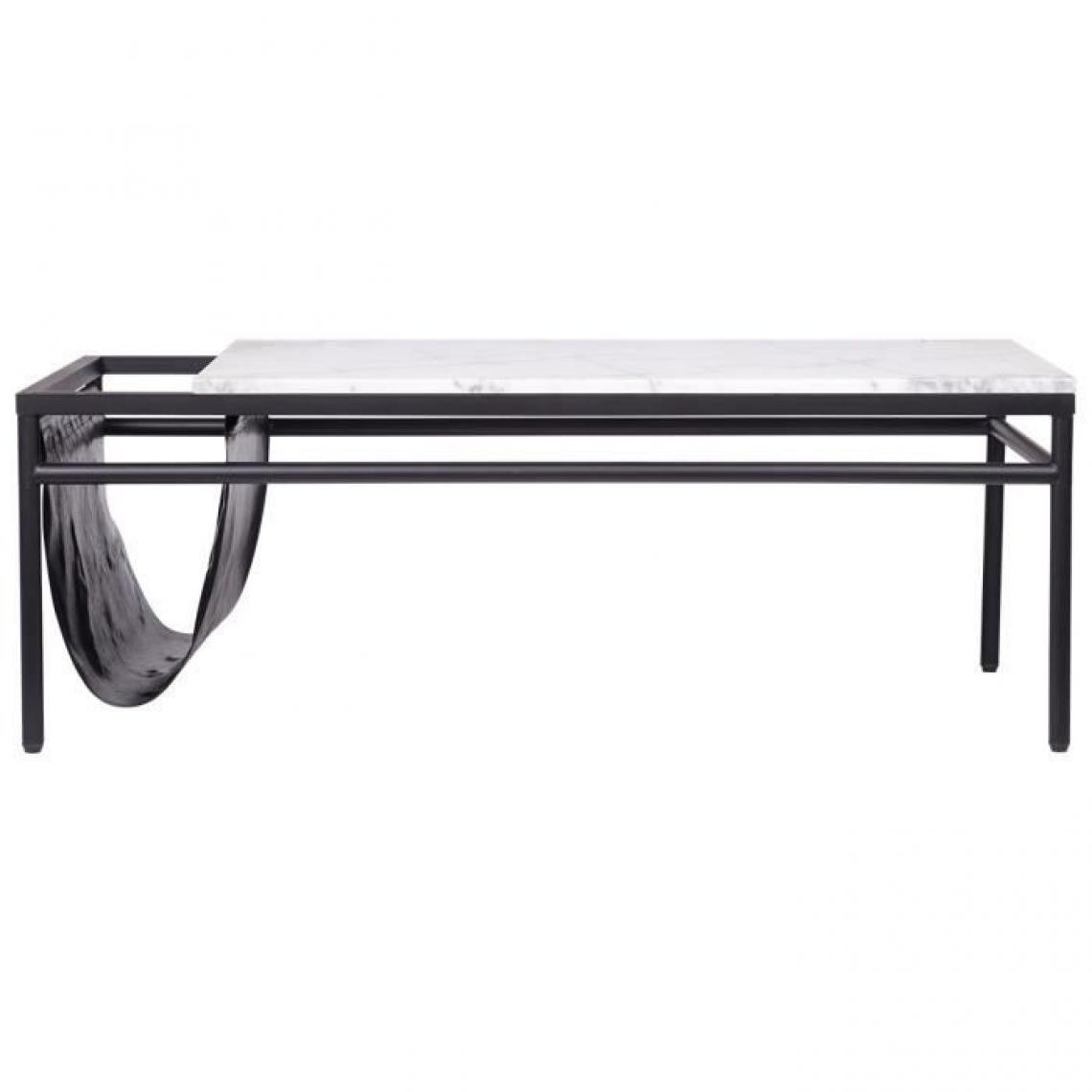 Cstore - Table basse rectangulaire - avec range magazine intégré - décors marbre et pieds métal noir - L 120 x l 60 x H43 cm - MARCO - Tables basses
