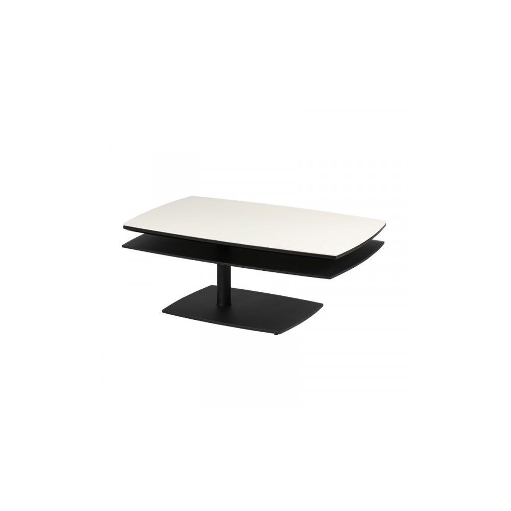 Dansmamaison - Table basse Blanc/Noir - BALF - L 100 / 130 x l 65 x H 40 cm - Tables basses