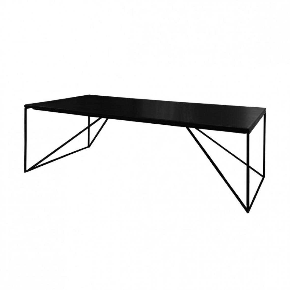 Meubletmoi - Table basse rectangulaire en bois noir et pied filaire métal - CONCEPT - Tables basses
