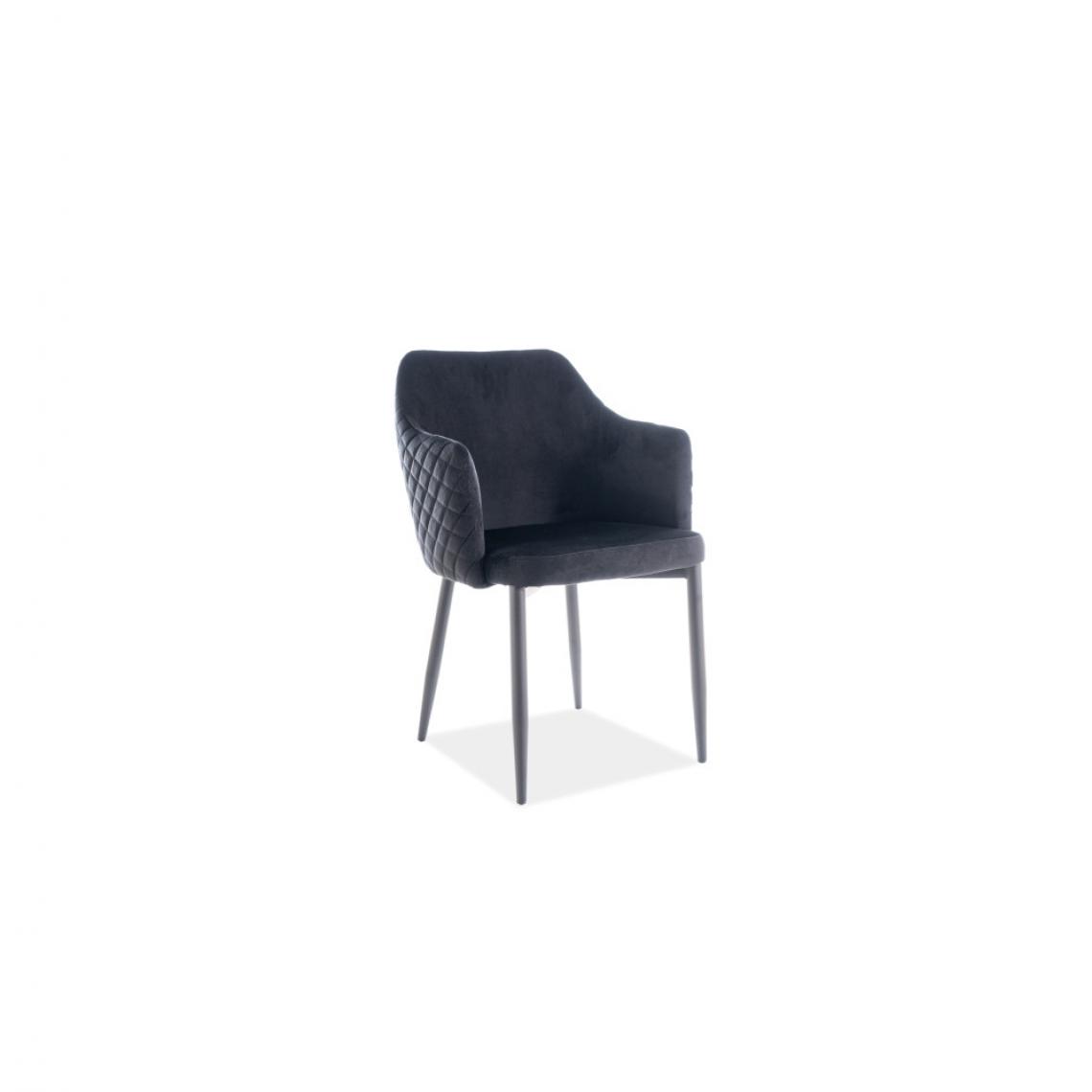 Ac-Deco - Chaise en velours - Astor - L 46 x l 46 - Noir - Chaises