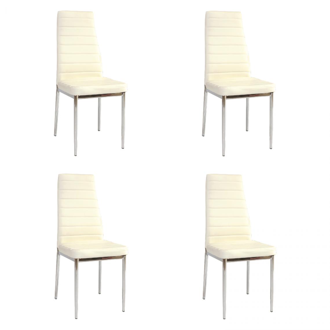 Hucoco - JOSSAN - Lot de 4 chaises élégantes pour salle à manger et salon - 96x40x38 cm - Similicuir - Blanc - Chaises