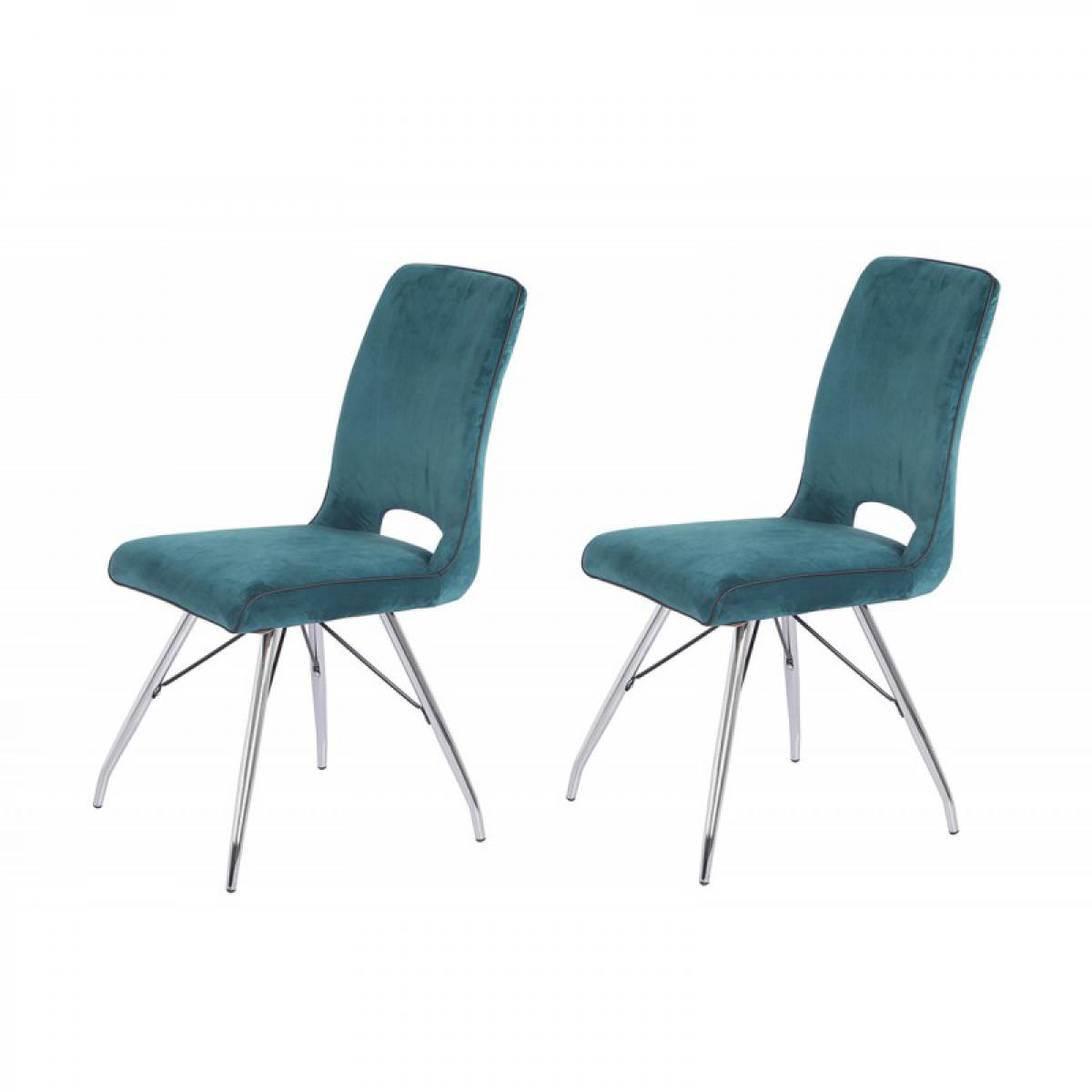 Meubletmoi - 2 chaises velours bleu - BELLA - Chaises