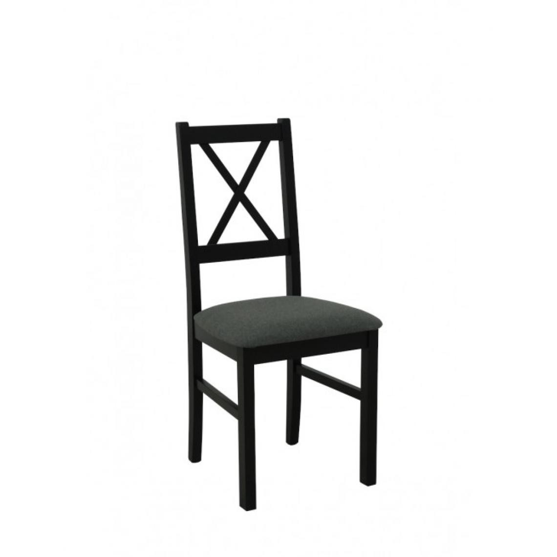 Hucoco - FIORI - Chaise en bois style classique salle à manger - 43x94x40 cm - Assise rembourrée - Noir - Chaises