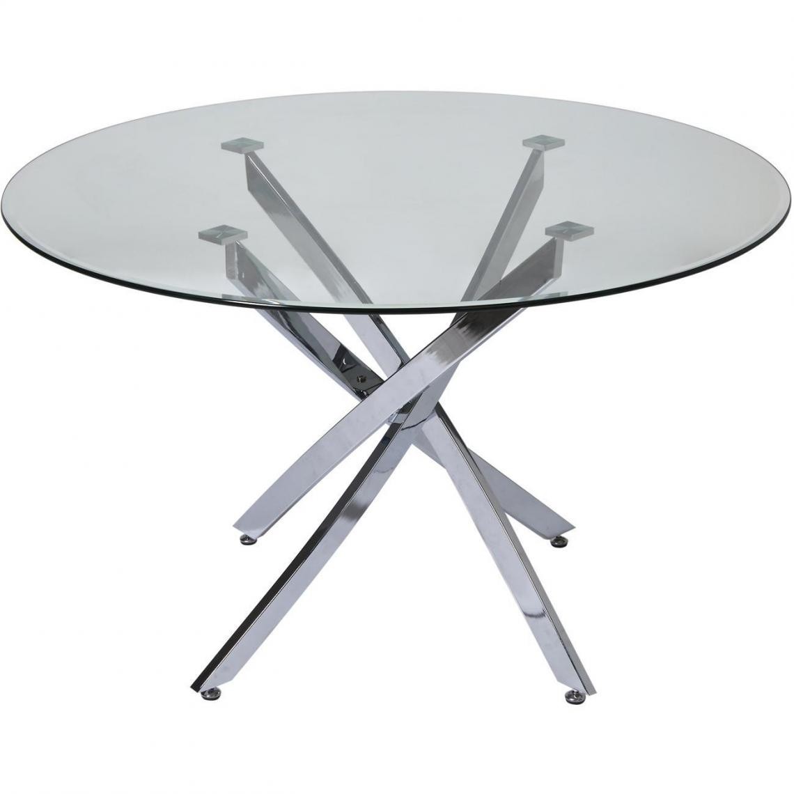 ATHM DESIGN - Table de repas ETEL Argent - plateau Verre pieds Metal 120 x 120 - Tables à manger