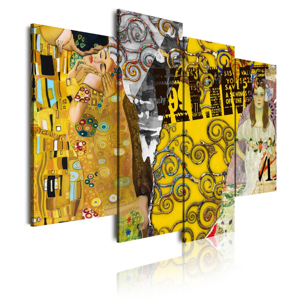 Dekoarte - Dekoarte 504 - Tableau moderne sur toile monté sur cadre en bois 5 pièces, style de collage par Gustav Klimt, 120x90cm - Tableaux, peintures