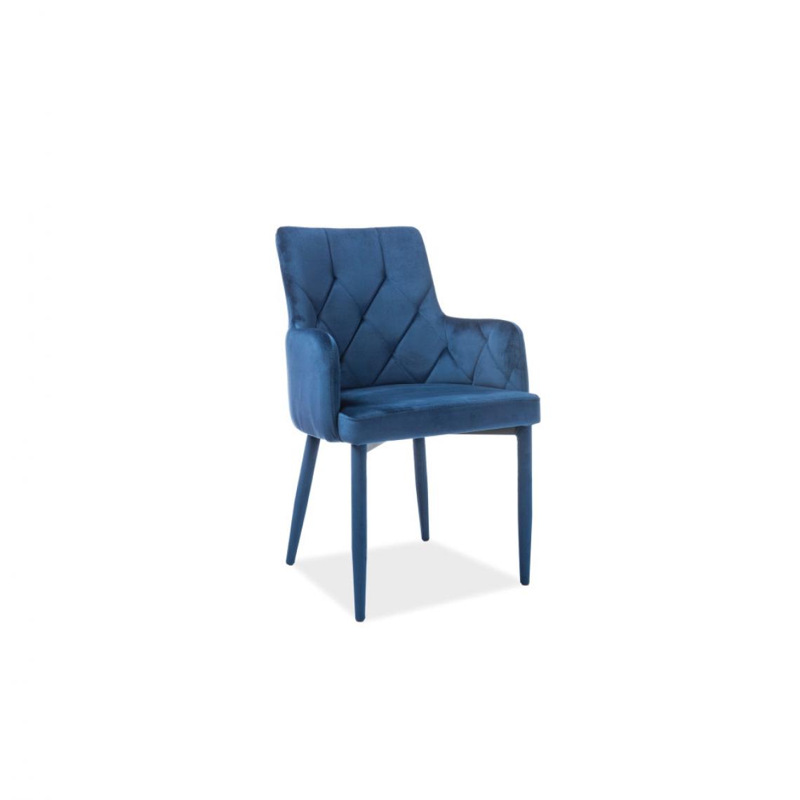 Ac-Deco - Chaise - Ricardo - L 50 cm x l 44 cm x H 88 cm - Bleu marine - Chaises