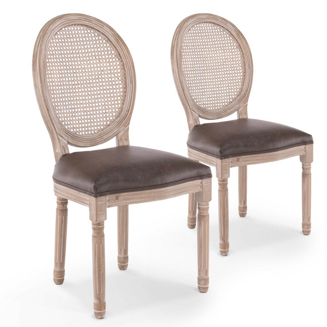 marque generique - Lot de 2 chaises médaillon Louis XVI Cannage Rotin vintage - Chaises