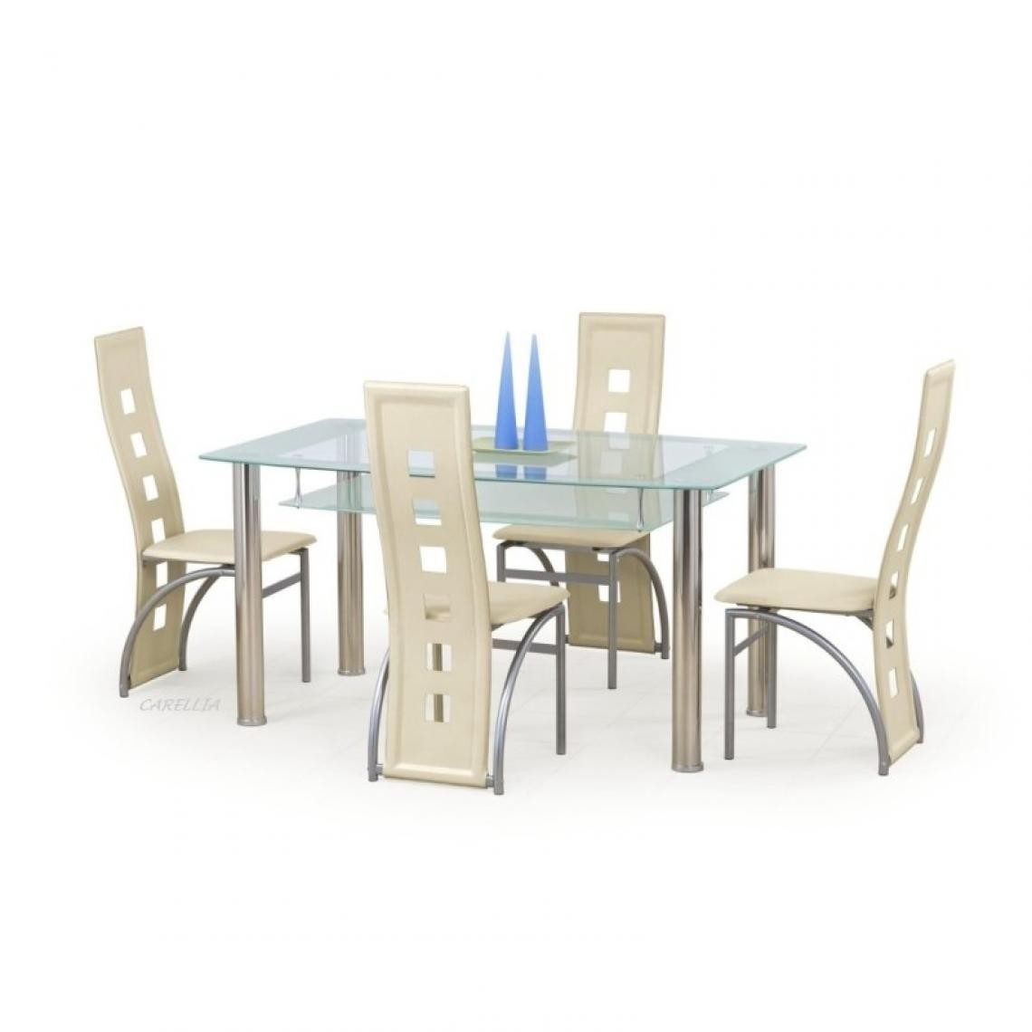 Carellia - Table à manger 150 cm x 90 cm x 77 cm - Transparent - Tables à manger
