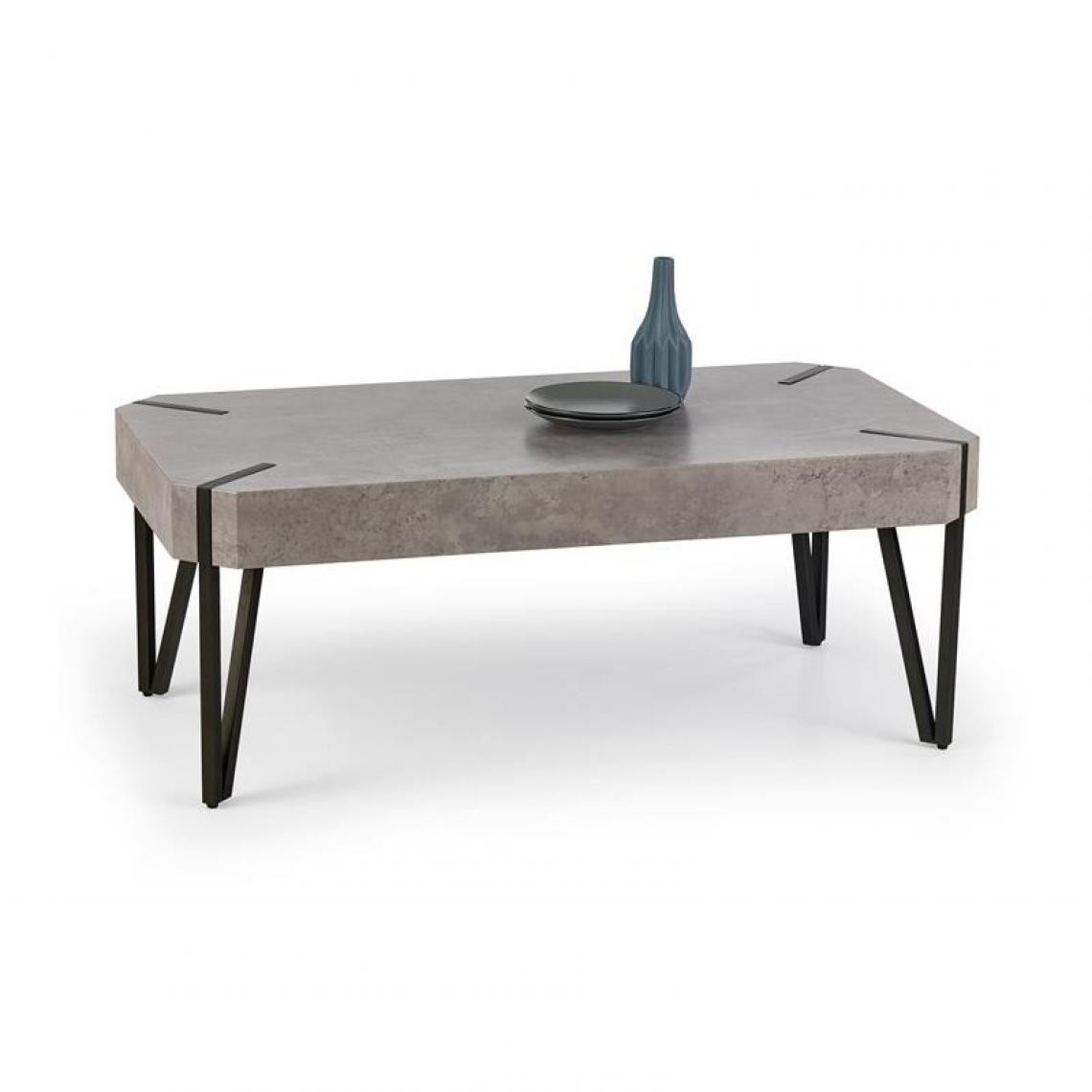 Carellia - Table basse 110 cm x 60 cm x 42 cm - Béton/Noir - Tables basses