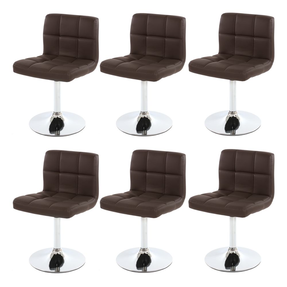 Mendler - Lot de 6 chaises Kavala, chaises pivotantes, similicuir, chrome ~ marron - Chaises