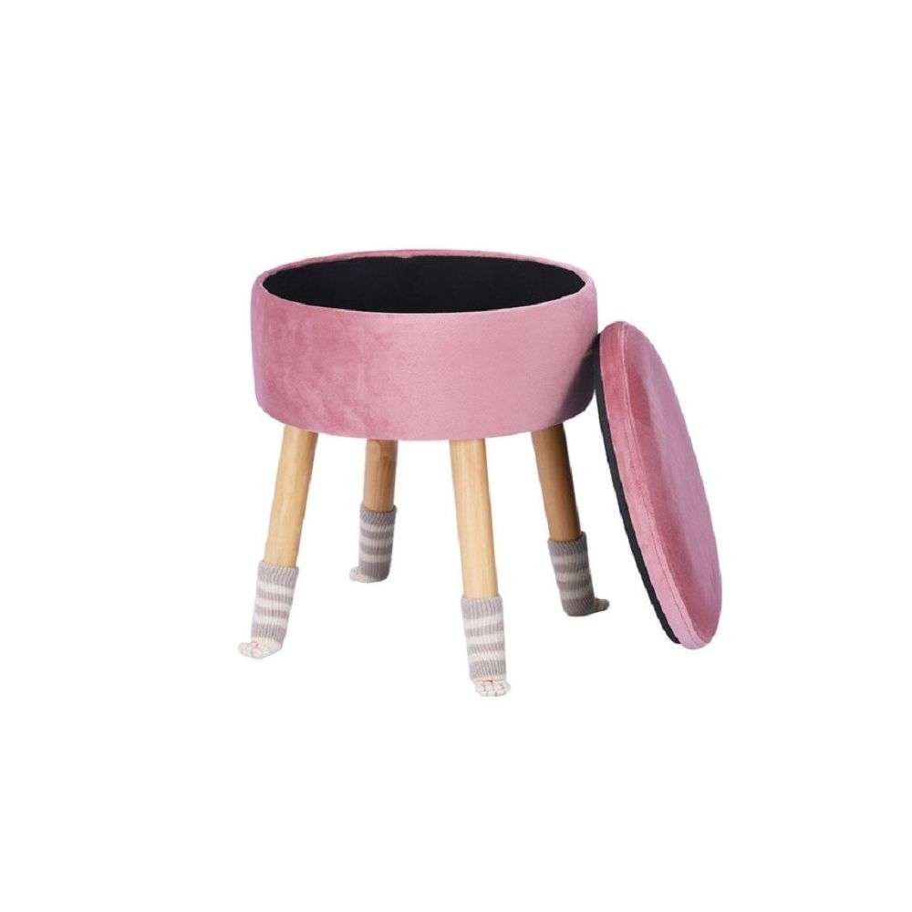 Wewoo - Tabouret moderne en flanelle bois massifpetit épaissitabouret de rangement pour salon rose foncé - Chaises