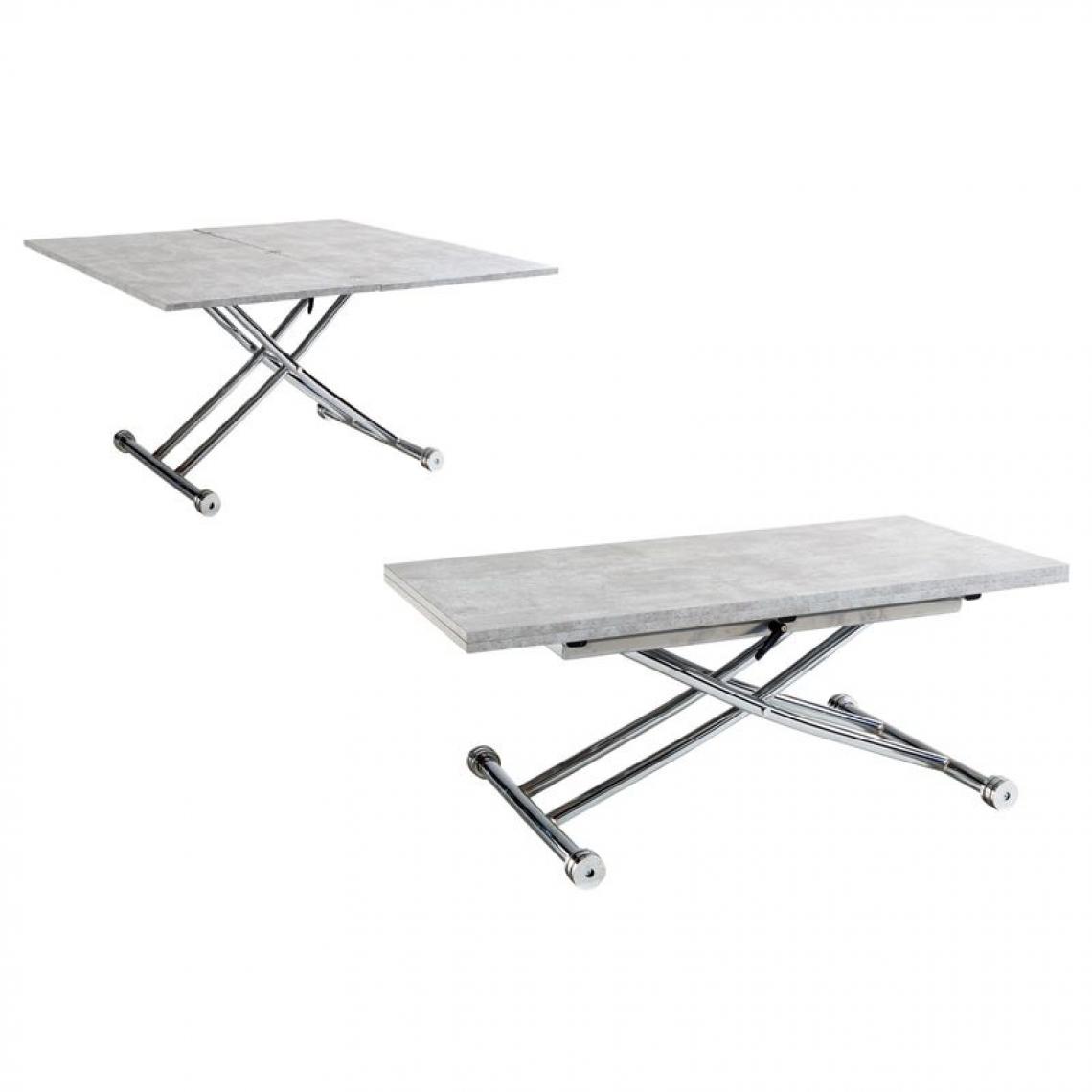 But - Table relevable 2 en 1 LILIAN Imitation béton et chrome - Tables basses