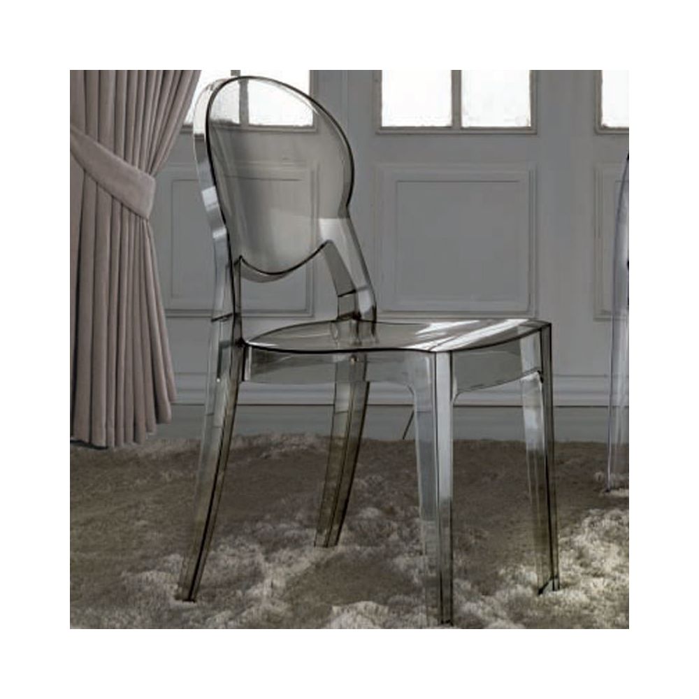 Nouvomeuble - Chaise transparente fumée LISON (lot de 4) - Chaises