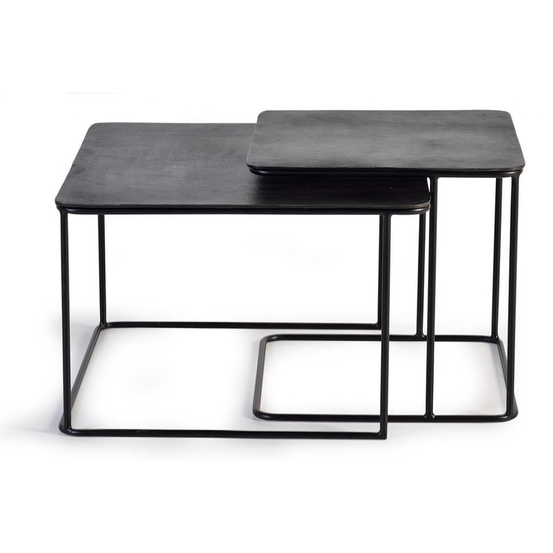 Pegane - Set de 2 tables basses en métal coloris noir / bronze - Tables basses